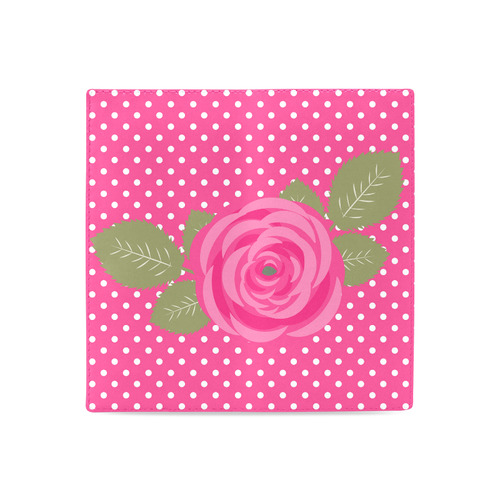 White Pink Polka Dots Pink Rose Floral Pattern Women's Leather Wallet (Model 1611)