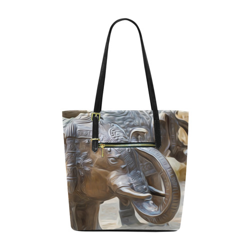 Beautiful Indian Elephant Statues Euramerican Tote Bag/Small (Model 1655)