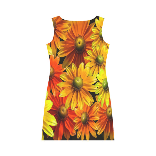 Bright Orange And Yellow Gerbera Daisies Round Collar Dress (D22)