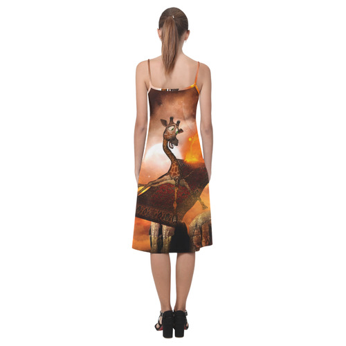 Flying giraffe on a rug Alcestis Slip Dress (Model D05)