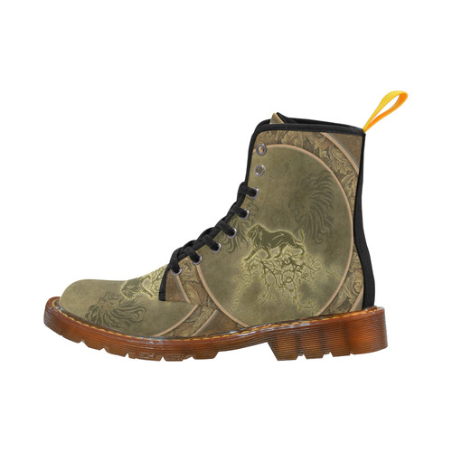 Lion with floral elements, vintage Martin Boots For Men Model 1203H