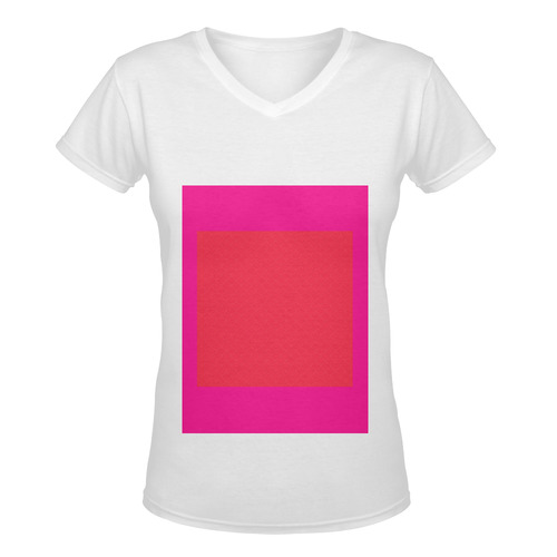 "Neon girl" designers T-Shirt edition / white, pink 60S Collection Women's Deep V-neck T-shirt (Model T19)