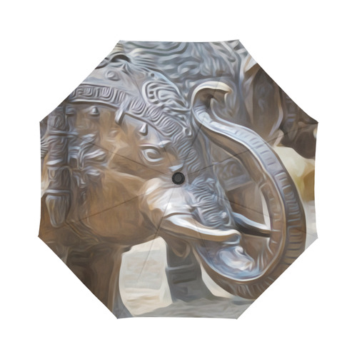 Beautiful Indian Elephant Statues Auto-Foldable Umbrella (Model U04)