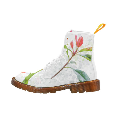 3 colors leaves, red blue green. Floral watercolor Martin Boots For Women Model 1203H