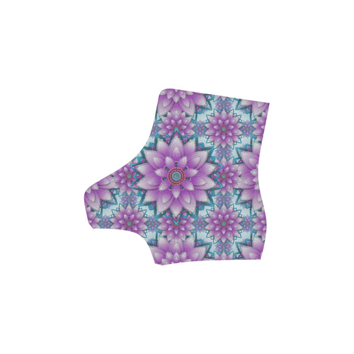 Lotus Flower Pattern - Purple and turquoise Martin Boots For Women Model 1203H