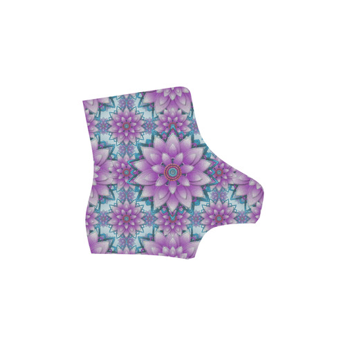 Lotus Flower Pattern - Purple and turquoise Martin Boots For Women Model 1203H