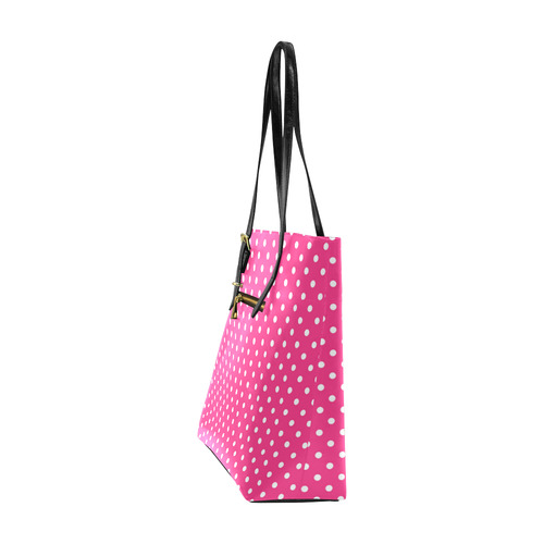 White Pink Polka Dots Pink Rose Floral Pattern Euramerican Tote Bag/Small (Model 1655)