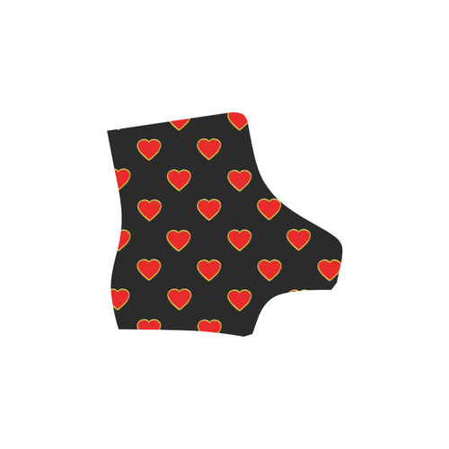 Red Valentine Love Hearts on Black Martin Boots For Women Model 1203H