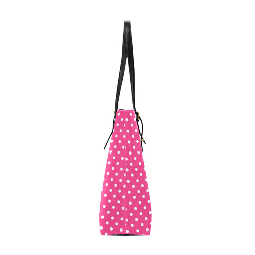 White Pink Polka Dots Pink Rose Floral Pattern Euramerican Tote Bag/Small (Model 1655)