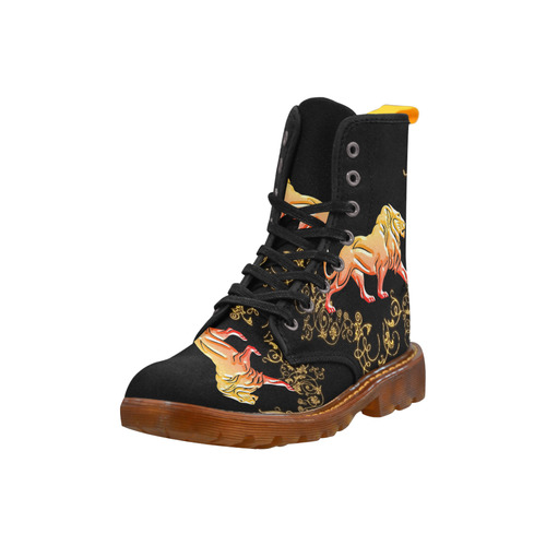 Awesome lion in gold and black Martin Boots For Men Model 1203H