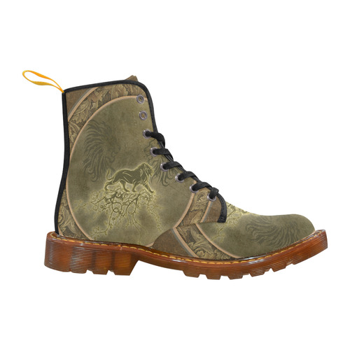 Lion with floral elements, vintage Martin Boots For Men Model 1203H