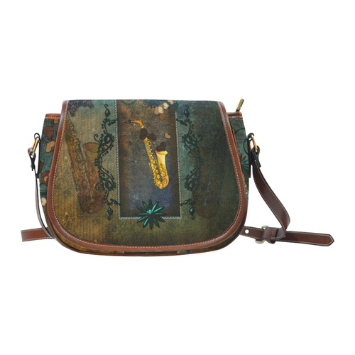 Music, saxophone, vintage Saddle Bag/Small (Model 1649) Full Customization