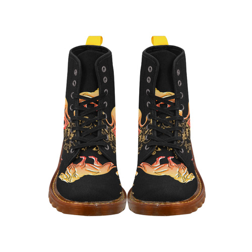 Awesome lion in gold and black Martin Boots For Men Model 1203H