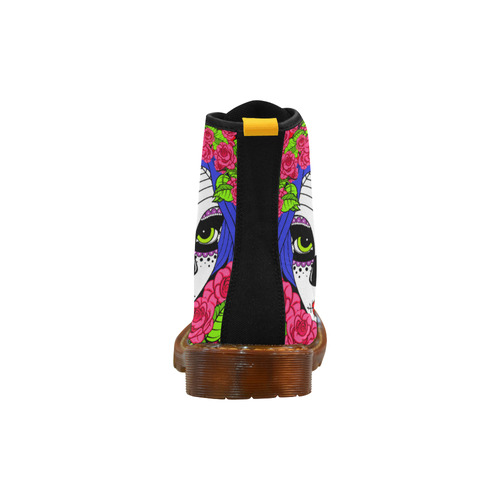 sugar skull pink roses Martin Boots For Women Model 1203H