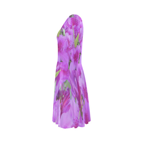 Azalea Flowers Elbow Sleeve Ice Skater Dress (D20)