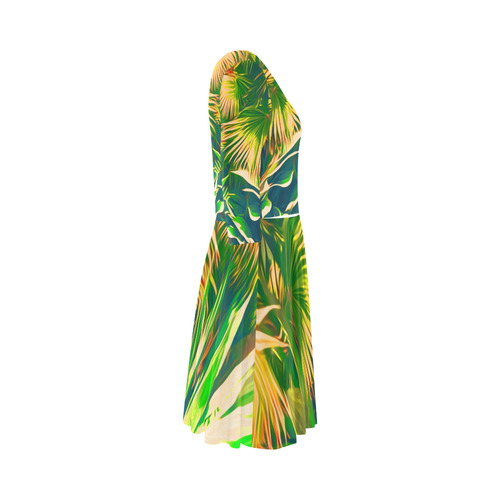 Los Angeles Cactus Garden Fine Art Elbow Sleeve Ice Skater Dress (D20)