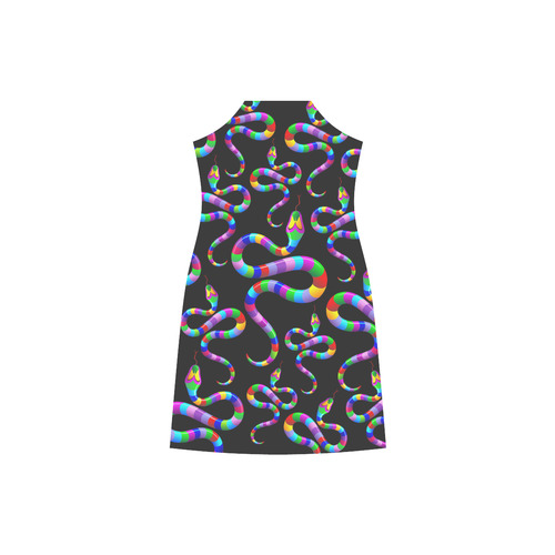 Snake Psychedelic Rainbow Colors V-Neck Open Fork Long Dress(Model D18)