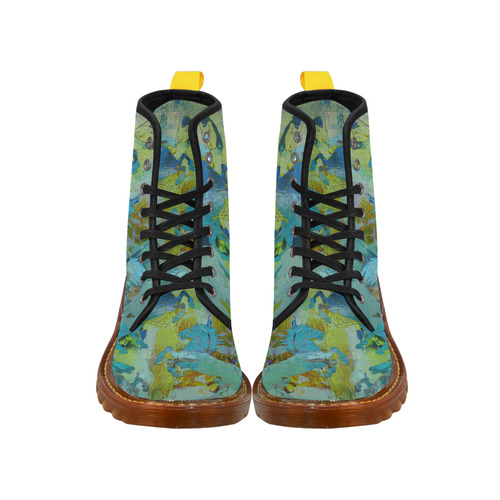 Rearing Horses grunge style painting Martin Boots For Men Model 1203H