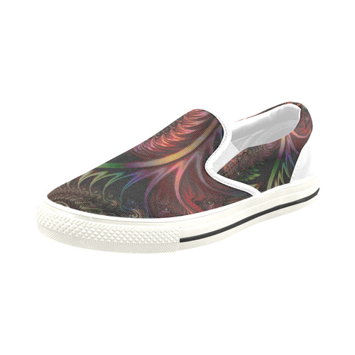 fractal pattern with dots and waves Slip-on Canvas Shoes for Kid (Model 019)