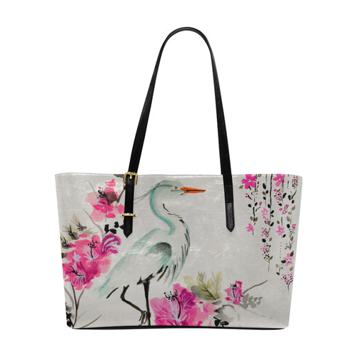 Pink Crane Flower Dream Euramerican Tote Bag/Large (Model 1656)