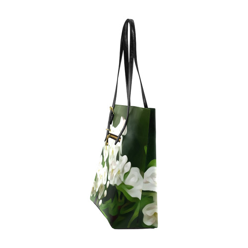 White Flowers Modern Floral Detail Euramerican Tote Bag/Small (Model 1655)