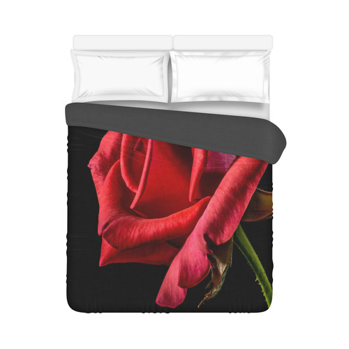 Beautiful Bright Red Rose Closeup Black Duvet Cover 86"x70" ( All-over-print)