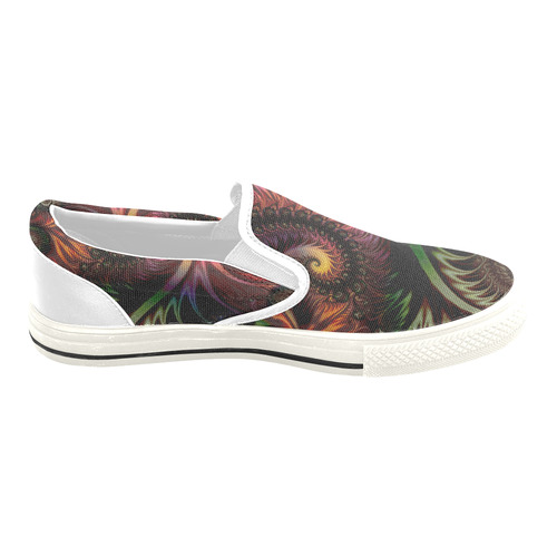 fractal pattern with dots and waves Slip-on Canvas Shoes for Kid (Model 019)