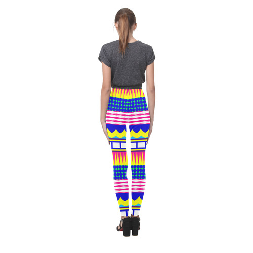 Rectangles waves and circles Cassandra Women's Leggings (Model L01)