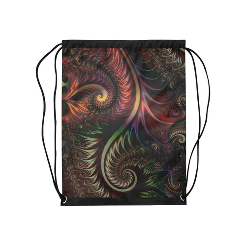 fractal pattern with dots and waves Medium Drawstring Bag Model 1604 (Twin Sides) 13.8"(W) * 18.1"(H)