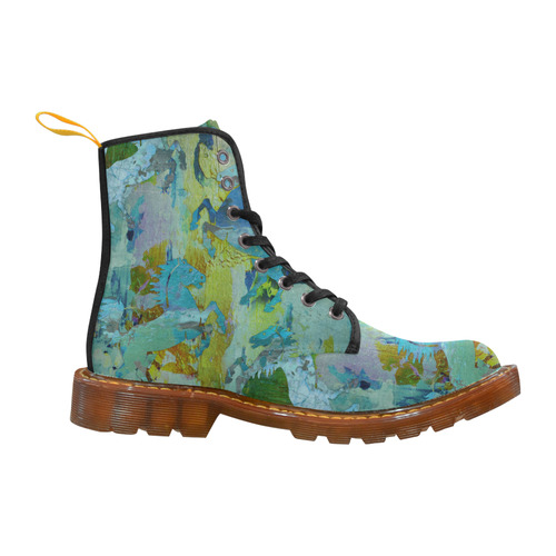 Rearing Horses grunge style painting Martin Boots For Men Model 1203H