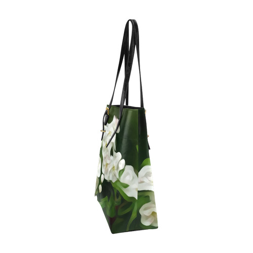 White Flowers Modern Floral Detail Euramerican Tote Bag/Small (Model 1655)