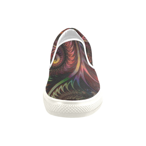 fractal pattern with dots and waves Slip-on Canvas Shoes for Kid (Model 019)