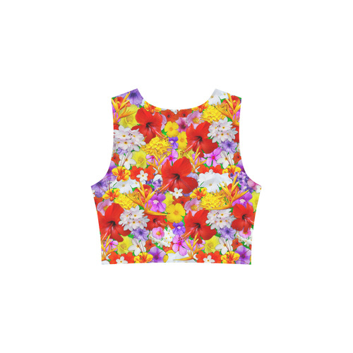 Exotic Flowers Colorful Explosion Sleeveless Ice Skater Dress (D19)