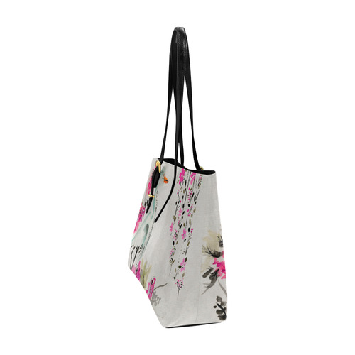 Pink Crane Flower Dream Euramerican Tote Bag/Large (Model 1656)