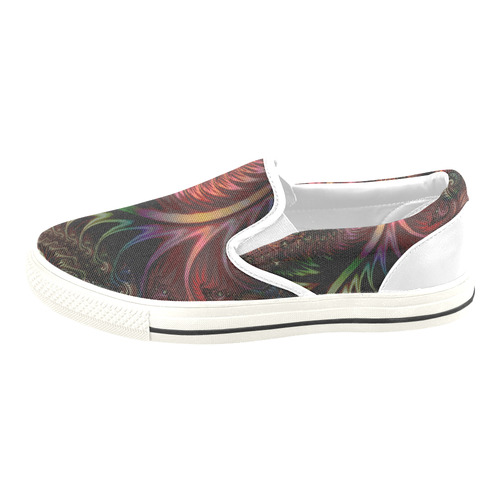 fractal pattern with dots and waves Slip-on Canvas Shoes for Kid (Model 019)