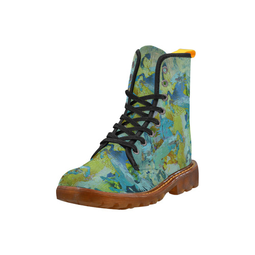 Rearing Horses grunge style painting Martin Boots For Women Model 1203H