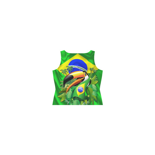 Toco Toucan on Brazil Flag Sleeveless Splicing Shift Dress(Model D17)