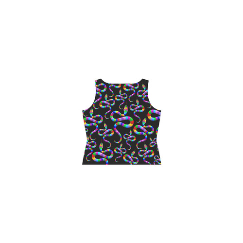 Snake Psychedelic Rainbow Colors Sleeveless Splicing Shift Dress(Model D17)