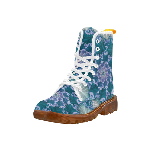 Floral spiral in soft blue on flowing fabric Martin Boots For Women Model 1203H