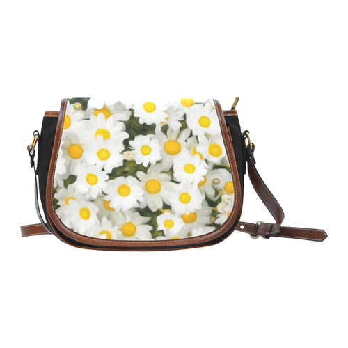 White Daisies Beautiful Floral Art Saddle Bag/Small (Model 1649)(Flap Customization)