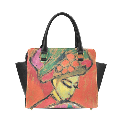 Jawlensky Young Girl Flowered Hat Rivet Shoulder Handbag (Model 1645)