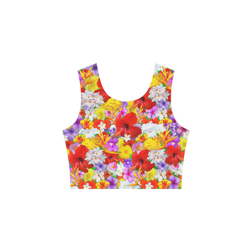 Exotic Flowers Colorful Explosion Sleeveless Ice Skater Dress (D19)