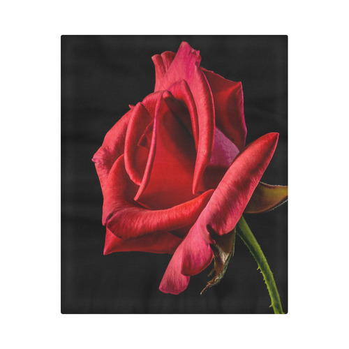 Beautiful Bright Red Rose Closeup Black Duvet Cover 86"x70" ( All-over-print)