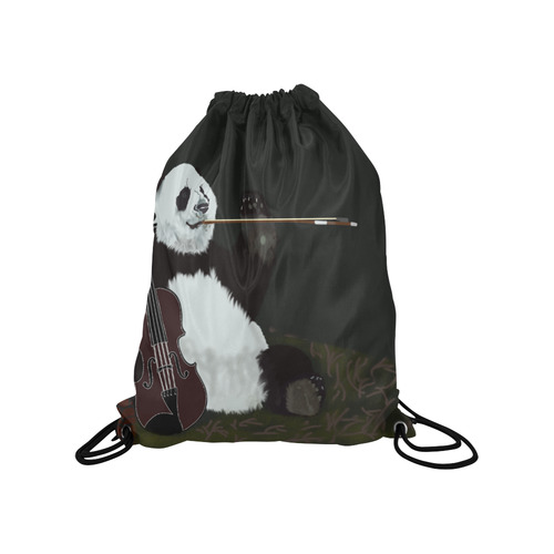 panda violinist abstract Medium Drawstring Bag Model 1604 (Twin Sides) 13.8"(W) * 18.1"(H)
