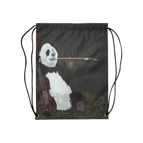 panda violinist abstract Medium Drawstring Bag Model 1604 (Twin Sides) 13.8"(W) * 18.1"(H)