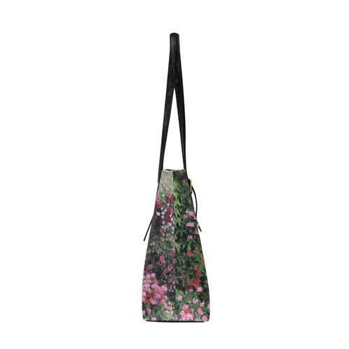 Pink Flower Garden Stone House Euramerican Tote Bag/Large (Model 1656)