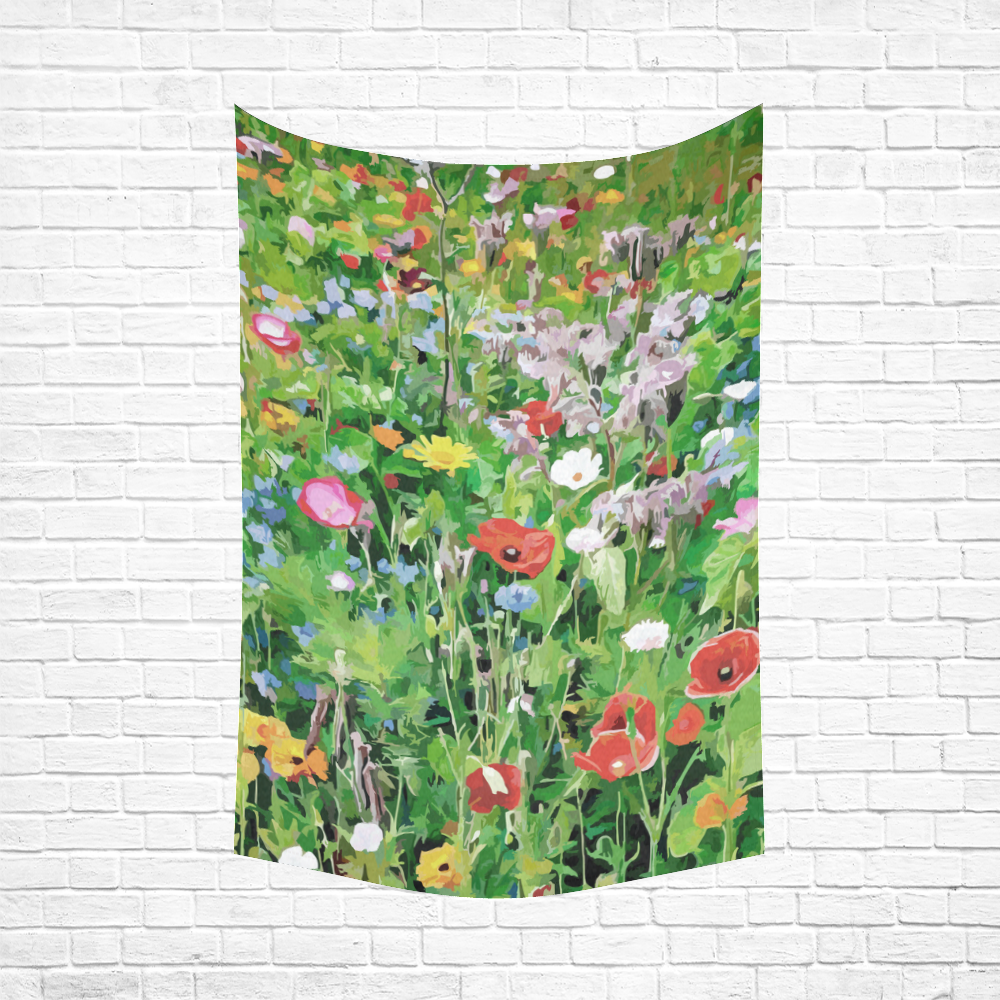 Colorful Flower Garden Floral Art Cotton Linen Wall Tapestry 60"x 90