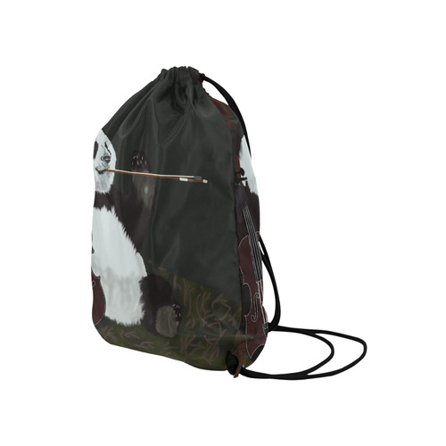 panda violinist abstract Medium Drawstring Bag Model 1604 (Twin Sides) 13.8"(W) * 18.1"(H)