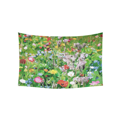 Colorful Flower Garden Floral Landscape Cotton Linen Wall Tapestry 60"x 40"