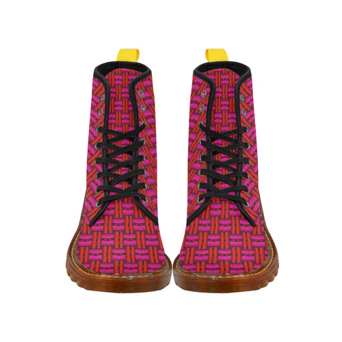 Red Pink Basket Weave Martin Boots For Women Model 1203H